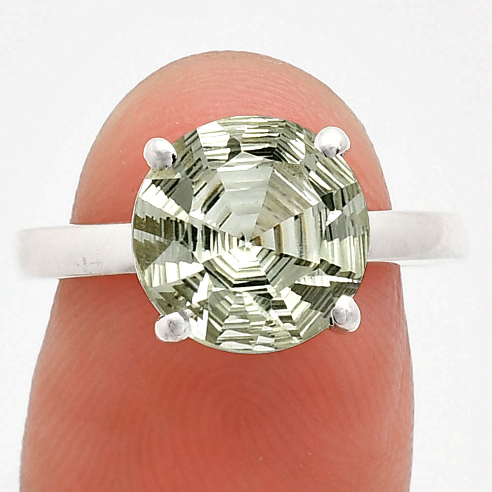 Fancy Cut Premium Prasiolite (Green Amethyst) Ring size-7.5 R-1019 16-ER10172
